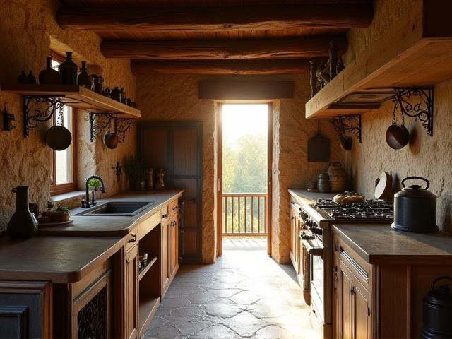 Rustikt kök med smidesjärn detaljer